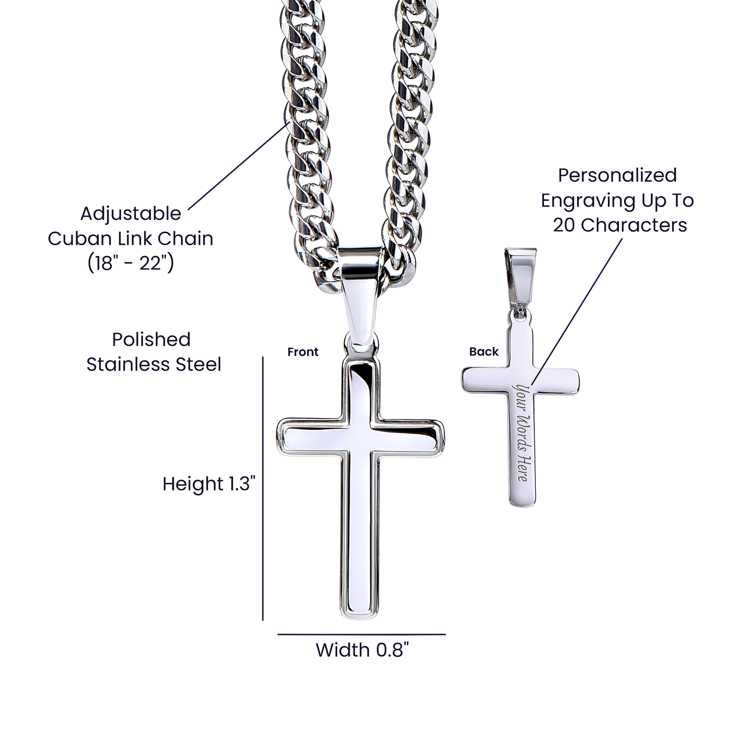 Faithful Love Cross Necklace – Gift for Boyfriend, Husband, or Fiancé
